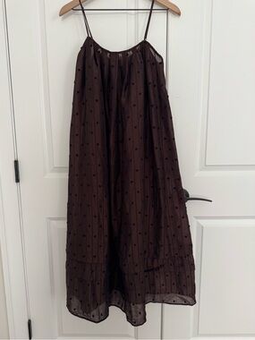 J. Crew Women Brown Spotted Maxi dress